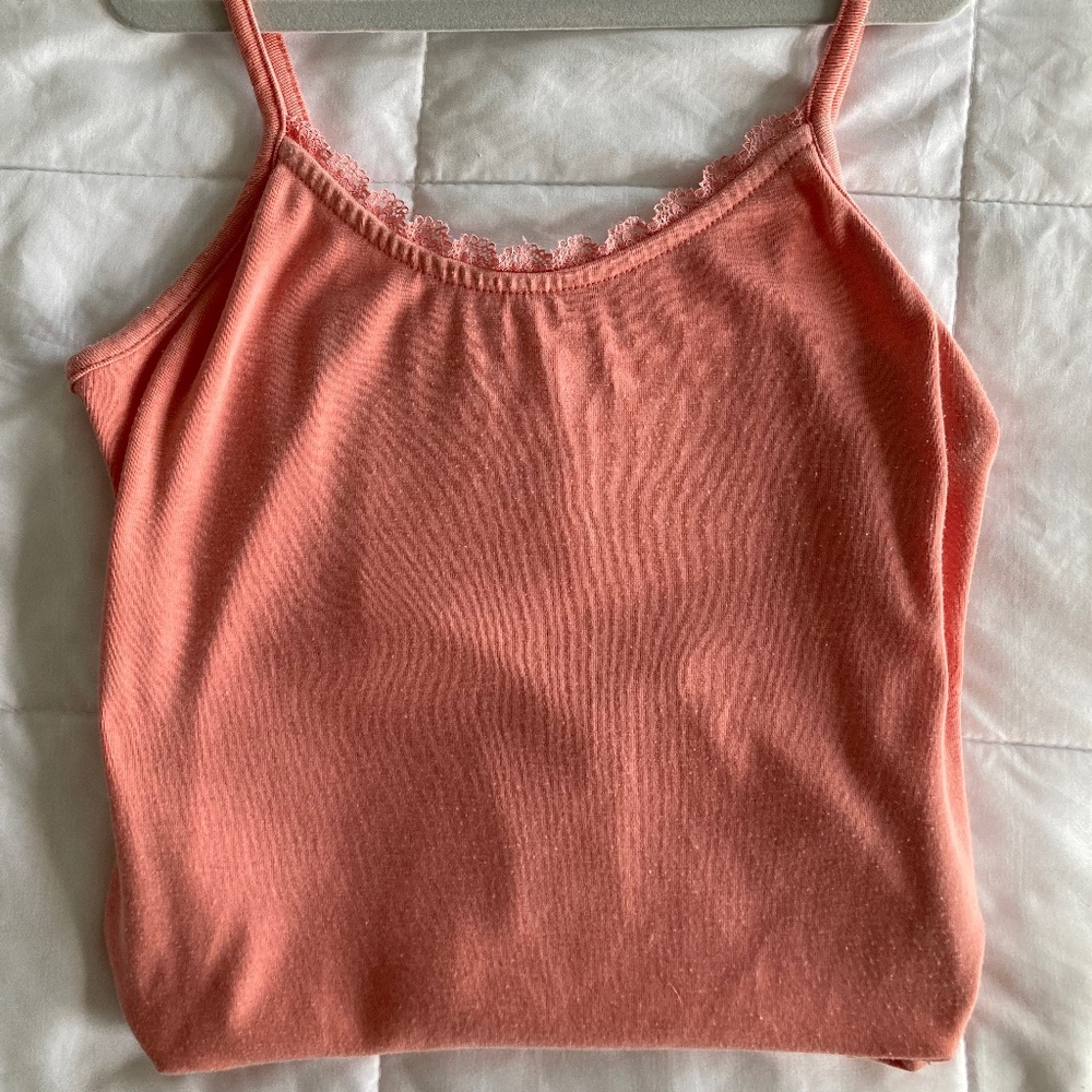 Coral/pink lace cami tank top